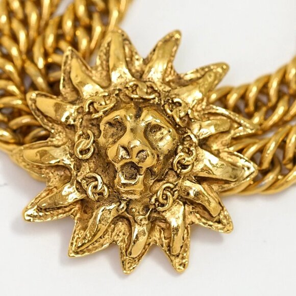 CHANEL Leo Lion Double Chain Necklace 17" Gold Tone Auth h11150 - Picture 8 of 8